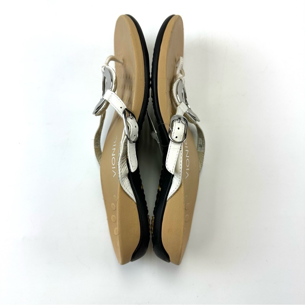 Vionic Karina white thong sandal Size 9 silver O ring Summer Orthotic support - Picture 4 of 11